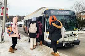 City students face a perilous journey through snowcrete, bus cancellations