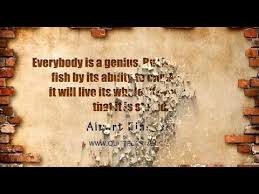 Everybody is a genius - Albert Einstein quote - YouTube via Relatably.com