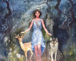 Image of Artemis, Goddess of the Hunt, Moon, Wilderness and Wild Animals in Greek mythology