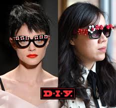 Right: Shot by Stephanie Loy Son. By Charisse Ang. See our step-by-step DIY sunglasses guide ». Another season, another fantastical Prada mash up. - DIY-Sunglasses-Prada-Spring-2013