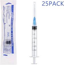 25 Pack 3ml Plastic Lab Syringes with 23Ga, for Scientific ...