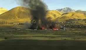 Firefighters battling the blaze