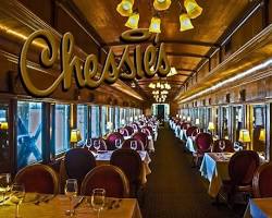 Image of vintage dining car on a train