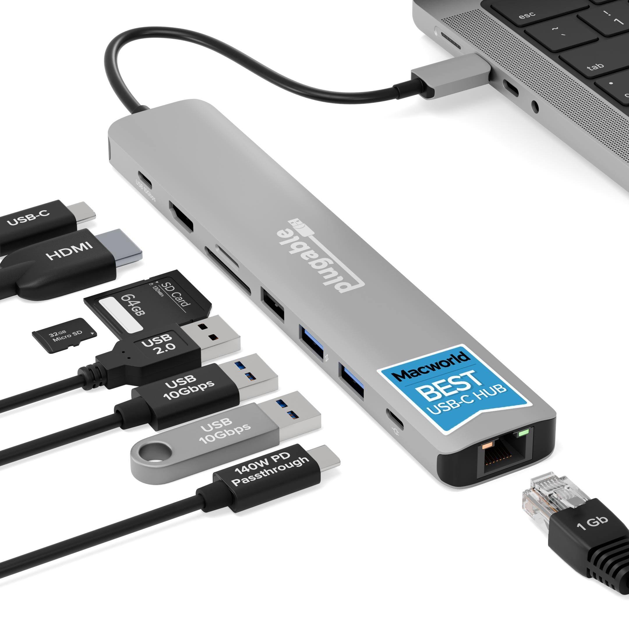 Plugable USB-C 9-in-1 Hub with 140W Power Delivery