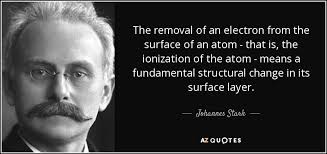 Johannes Stark quote: The removal of an electron from the surface ... via Relatably.com