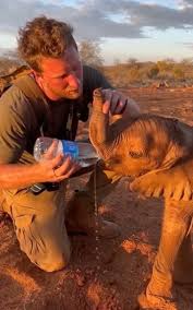 Ranger saves baby elephant in Kenya