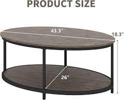 Amazon.com: Oval Coffee Table, 43.3” Coffee Table with Wooden Shelf, 2-Tier Modern Table Open Storage for Living Room Bedroom Home Office (Walnut) : Home & Kitchen