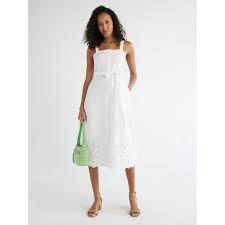 Time and Tru Women's Cotton Eyelet Button Front Dress