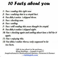 Funny Quotes of the Day ~ 10 facts about you | Inspirational ... via Relatably.com