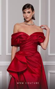 MNM Couture 2747A Ruffle Slit Off-The-Shoulder Overskirt Dress - MadameBridal.com - Product from Madame Bridal
