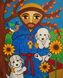 St. FRANCIS of Assisi with DOGS Puppies Folk Art PRINT from Original Painting by Jill. St. FRANCIS of Assisi with DOGS Puppies Folk Art PRINT from Original ... - il_fullxfull.360064621_ey5z
