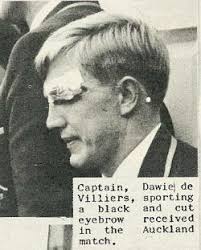 Captain, Dawie de Villiers, sporting a black and cut eyebrow received in the Auckland match. - NPN59_19650918_036d