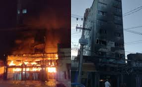 Imagens mostram momento em que incêndio atinge prédio e mata casal de idosos no Centro de Curitiba