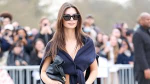 Emily Ratajkowski’s Sweater-Wrapped Top Look Turns Up the Heat at Paris Fashion Week