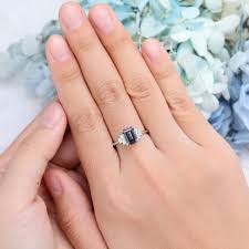 Unique White Gold Emerald Cut Alexandrite Engagement Ring | AmandaFineJewelry