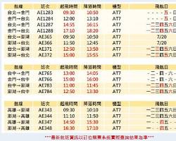 中華航空桃園高松航班時刻表的圖片