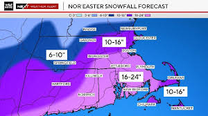 Blizzard warning for Boston. Weather forecast maps show where 2 feet of snow could fall in Massachusetts during nor'easter