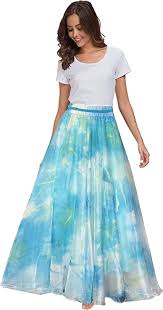 Sinono Women's Floral Maxi Chiffon Long Skirts Full Length Beach Skirt - Product from Amazon.com