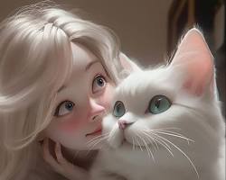 صورة Cute girl with a cat