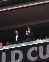 Sir David Beckham watches on in Boston. 👀🏴󠁧󠁢󠁥󠁮󠁧󠁿 #NewsForYou #WorldCup