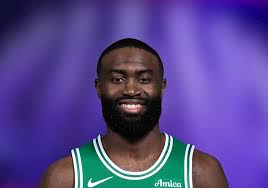 Jaylen Brown addresses the crowd at the first ever NBA …