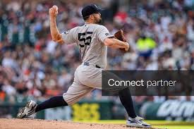 Licensable picture: New York Yankees pitcher Carlos Rodón (55) throws against Detroit Tigers during the first inning at Comerica Park in Detroit on