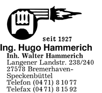 Firma Hammerich Inh. Walter Hammerich, Ing. Hugo in Bremerhaven ...