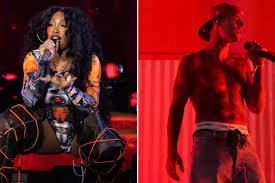 SZA performing at SoFi Stadium with Justin Bieber