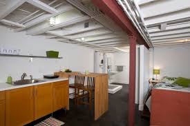 Image result for Basement with Exposed beam & flush light