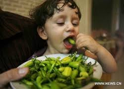 Sao nhí vô địch về ăn ớt. Sao nhí vô địch về ăn ớt. Cậu bé 20 tháng tuổi người Palestin, Naaman Amer, ăn ngon lành hàng đĩa ớt cay vào mỗi bữa ăn. - ot