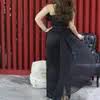 Elegant Long Black Satin Evening Dresses With Feathers Sheath Strapless Floor Length Zipper Back Pleats Prom Dresses With Sash Robe De Soiree Party 
