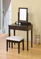 M - Espresso Vanity Set 5 Drawers w Stool Mirror