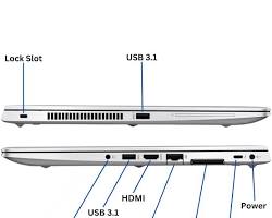 laptop ports connections USB C HDMI side view, generada por IA