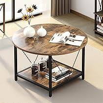 Amazon.com: YITAHOME Round Coffee Table, Rustic Wood Coffee Tables for Living Room with Storage Shelf, Modern Farmhouse Circle Coffee Table Center with Sturdy Metal Legs Home Furniture, Rustic Brown : Home &