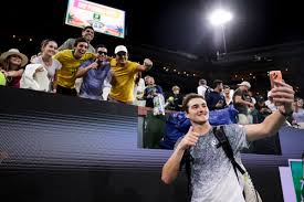 Jannik Sinner competing against Joao Fonseca at Indian Wells