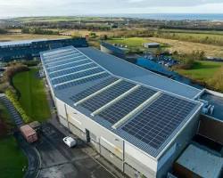Image of solar panels on a factory roof