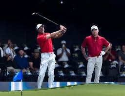 Tiger Woods hits shots with Jupiter Links teammates before TGL match