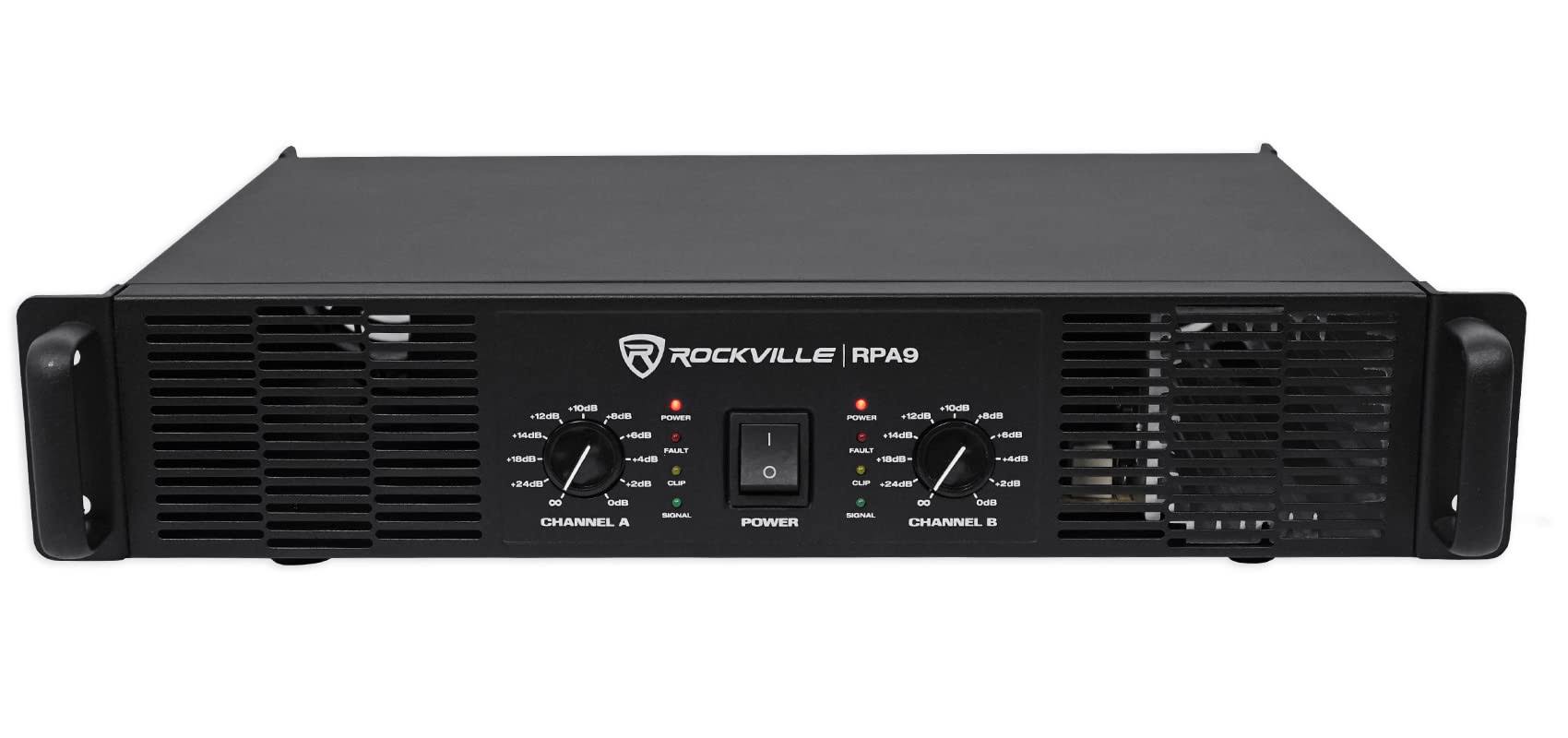 Rockville RPA9 3000 Watt Peak RMS 2 Channel Power Amplifier Pro/DJ Amp