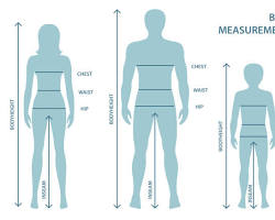 Image of size chart with measurements for chest width, body length, and sleeve length for sizes S, M, L, and XL. The technical sketch shows arrows indicating where each measurement should be taken.