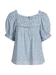 DÔEN Frances Floral Cotton Top | Saks Fifth Avenue