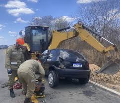 Gêmeos morrem após colisão com retroescavadeira na rodovia CE-060, em Itapiúna