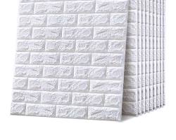 Image of Modern kitchen with white 3d foam brick wallpaper