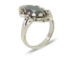 Navajo Hematite Ring 925 Silver Artist Signed Hanging Arrow Size 7.5 C.80's | eBay