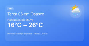Terça 06 em Osasco: pancadas de chuva, 16°C a 26°C
