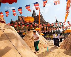 People celebrating during Khmer New Year.