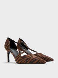 Zebra-Print Asymmetric D'Orsay Pumps - Animal Print Natural ...