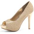 Peep toe gold shoes