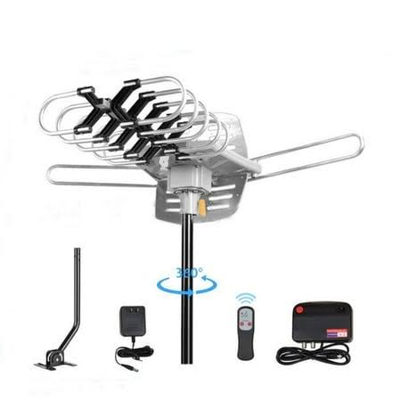 Ktaxon 150mile Outdoor TV Antenna Motorized Amplified Hdtv Gain 36dB UHF VHF + Stand