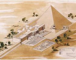 Image of mortuary temple complex near a pyramid