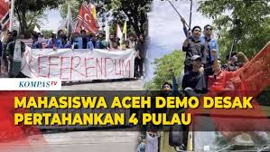 Mahasiswa Aceh Unjuk Rasa Desak Pertahankan 4 Pulau Sengketa, Bawa Spanduk Bertuliskan Referendum